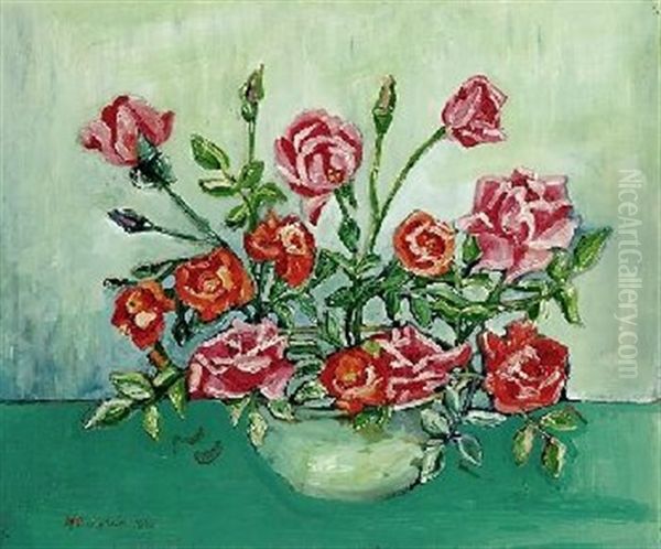 Blumenstillleben Oil Painting by Max Pechstein