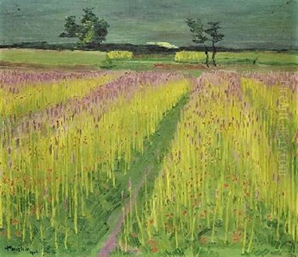 Bluhendes Kornfeld Oil Painting by Max Pechstein