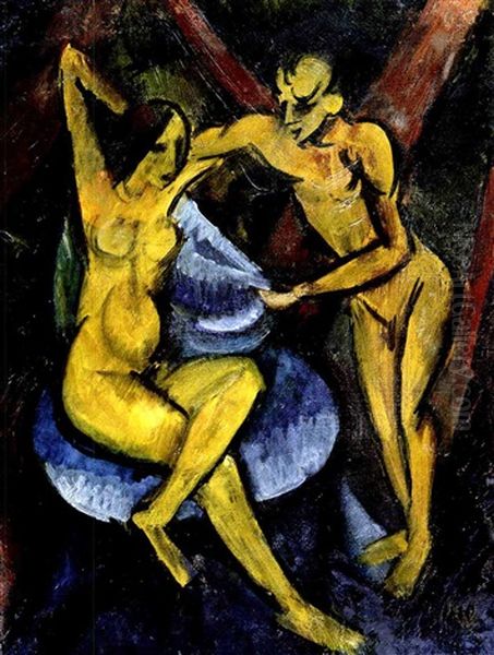 Unbekleidetes Liebespaar Oil Painting by Max Pechstein