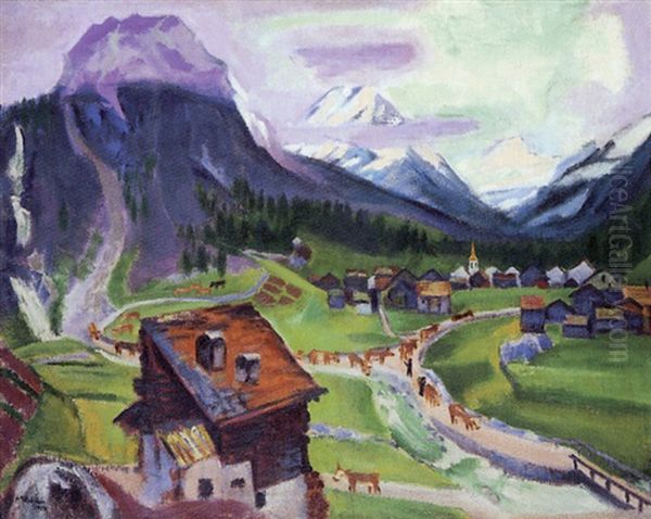 Saas Almagell Oil Painting by Max Pechstein