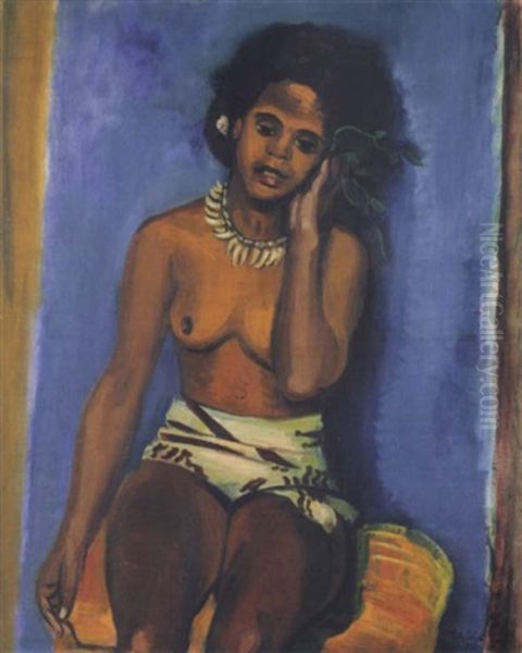 Yucca Mit Zweig Oil Painting by Max Pechstein