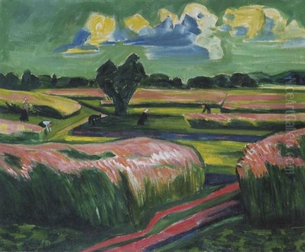 Ernte Oil Painting by Max Pechstein