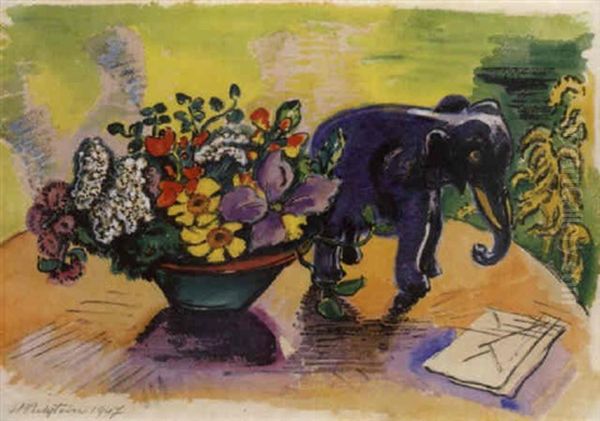 Stillleben Mit Elefant Oil Painting by Max Pechstein