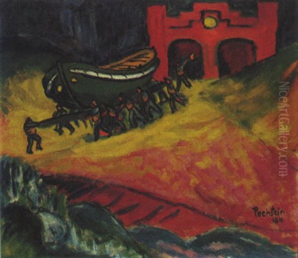 Rettungsboot Oil Painting by Max Pechstein