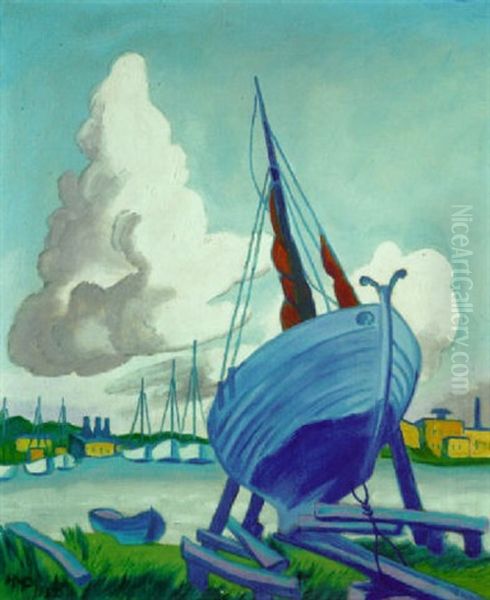 Boot Auf Der Slip Oil Painting by Max Pechstein