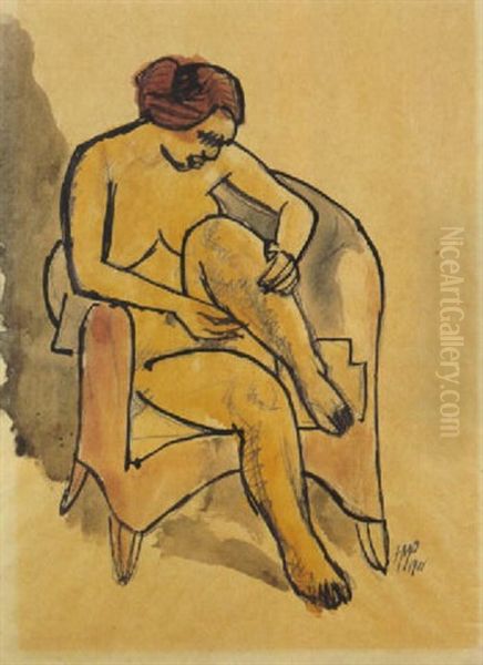 Sitzender Weiblicher Akt Oil Painting by Max Pechstein