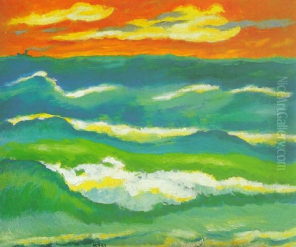 Sturmische See Abends Oil Painting by Max Pechstein