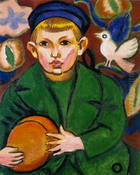 Junge Mit Ball Oil Painting by Max Pechstein