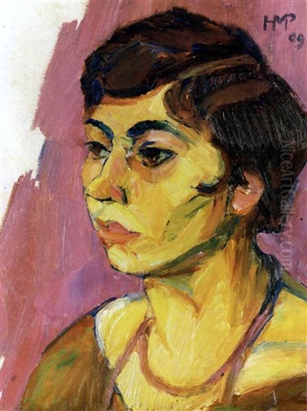 Frauenkopf (lotte Pechstein) Oil Painting by Max Pechstein
