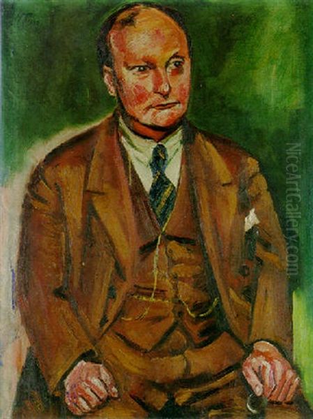 Portrait Of The Poet Dr. Herbert Eulenberg Oil Painting by Max Pechstein