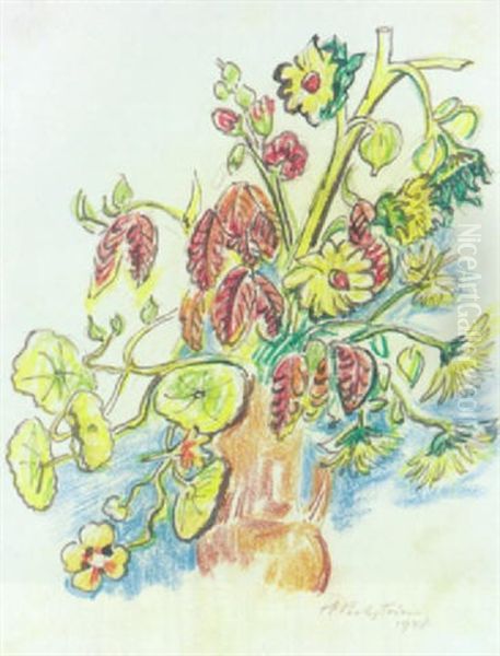 Gartenblumen Im Krug Oil Painting by Max Pechstein