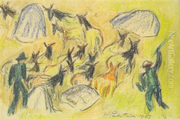 Heimtrieb Der Eselsherde Oil Painting by Max Pechstein