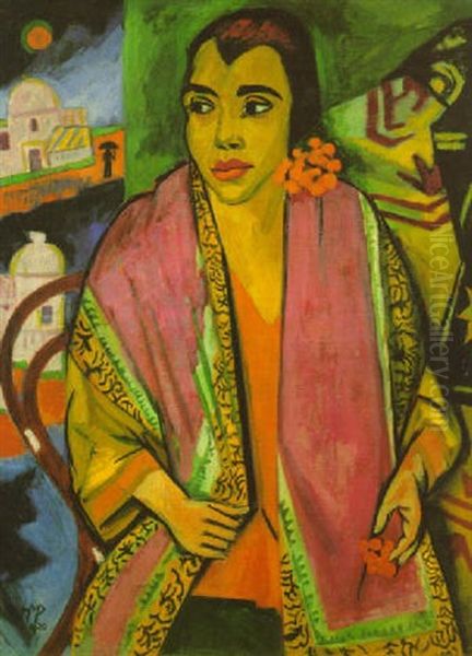 Javanischer Schal Oil Painting by Max Pechstein