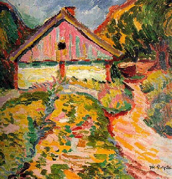 Haus Auf Der Kurischen Nehrung Oil Painting by Max Pechstein