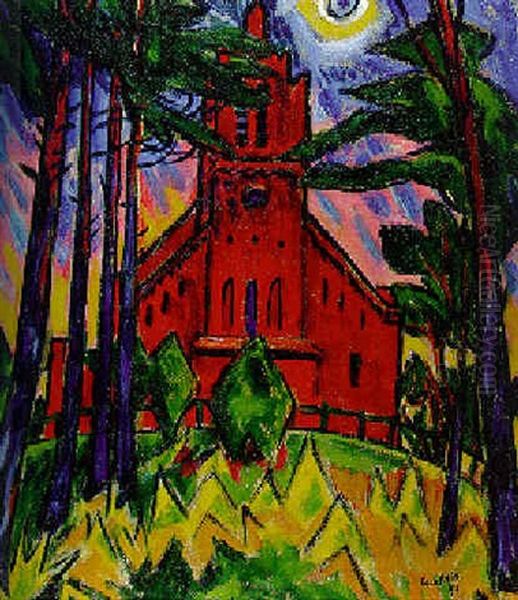 Rote Kirche Oil Painting by Max Pechstein