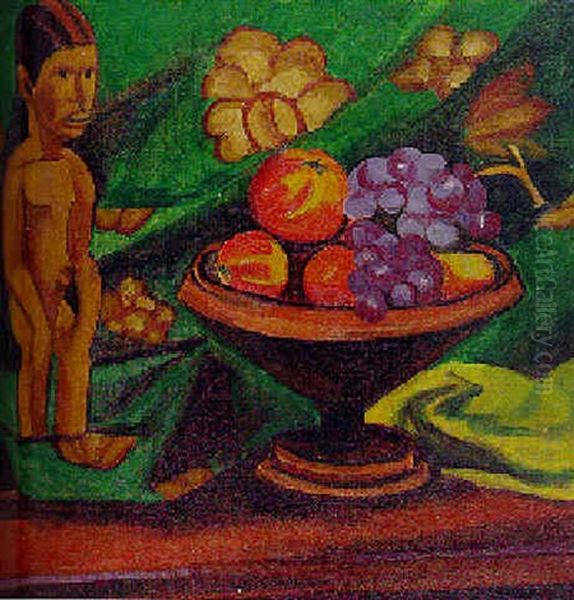 Gotze Und Fruchtschale Oil Painting by Max Pechstein