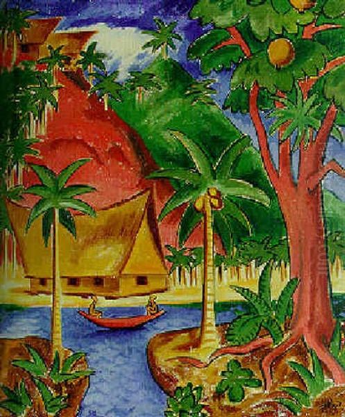 Palaulandschaft Iii Oil Painting by Max Pechstein