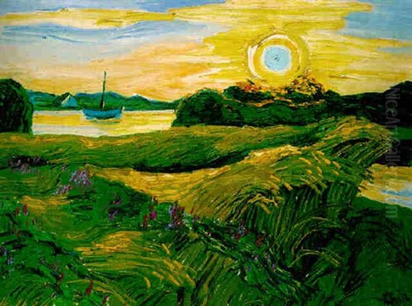 Feld Mit Wicken - Abends Oil Painting by Max Pechstein