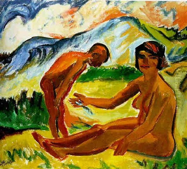 Nach Dem Bad (after The Bath) Oil Painting by Max Pechstein