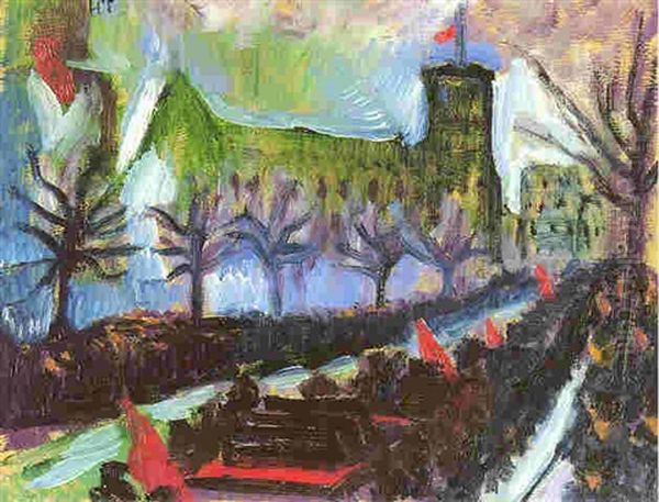 Beerdigung Der Revolutionsopfer Oil Painting by Max Pechstein