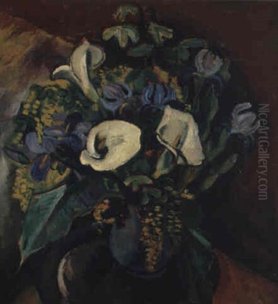 Calla Und Iris Oil Painting by Max Pechstein