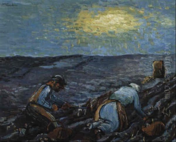 Kartoffelbuddler Oil Painting by Max Pechstein