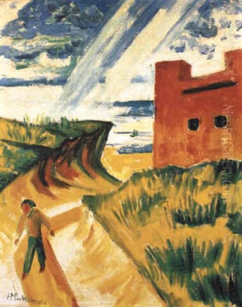 Das Rote Haus Oil Painting by Max Pechstein