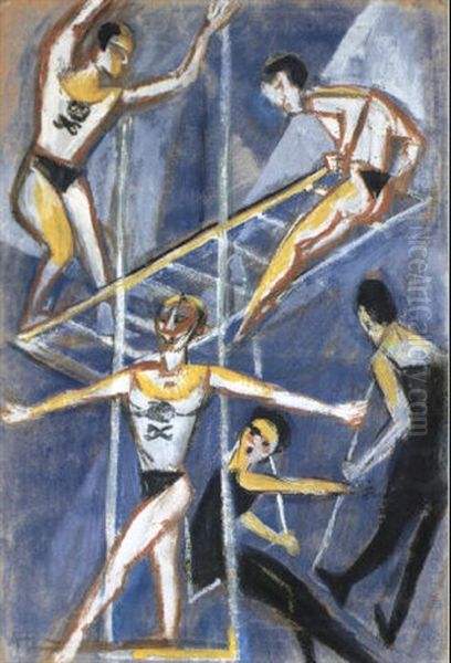 Trapez-k_nstler Oil Painting by Max Pechstein