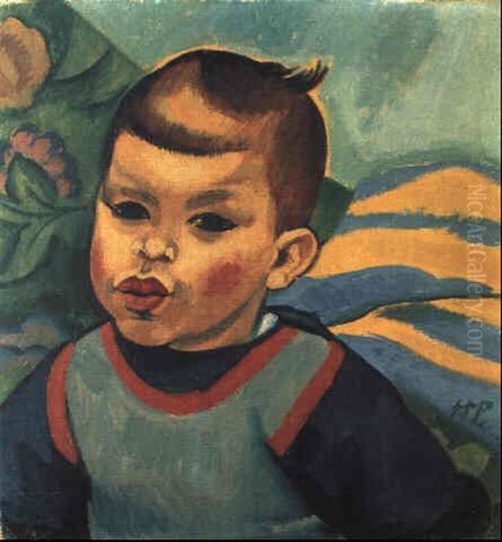 Kinderbildnis (frank) Oil Painting by Max Pechstein