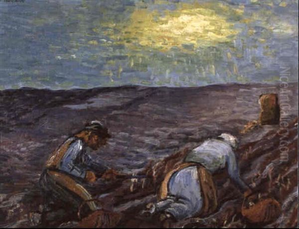 Kartoffelernte Oil Painting by Max Pechstein