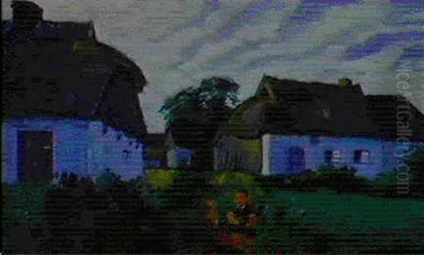 Pommerscher Fischerkaten Oil Painting by Max Pechstein