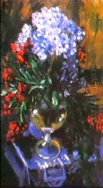 Blumenstilleben In Balustervase Oil Painting by Max Pechstein