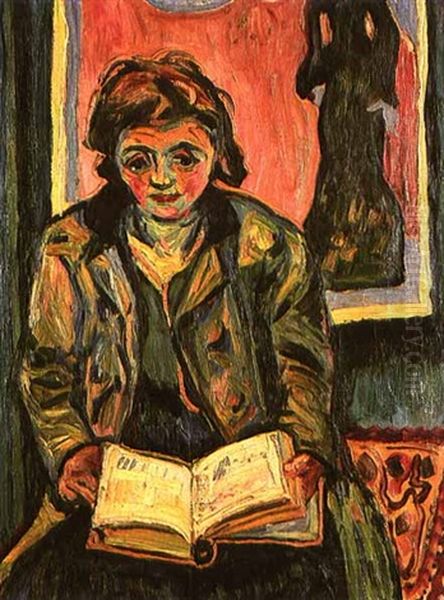 Madchen Mit Buch Oil Painting by Max Pechstein