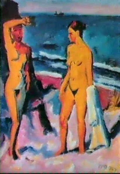 Madchen Am Strand Oil Painting by Max Pechstein