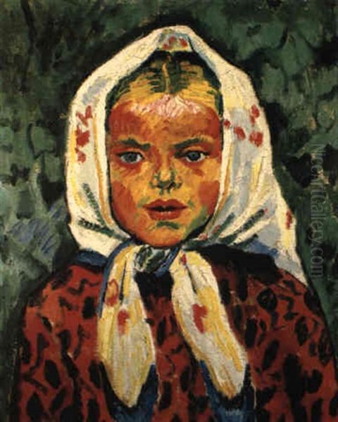 Madchen Mit Kopftuch Oil Painting by Max Pechstein