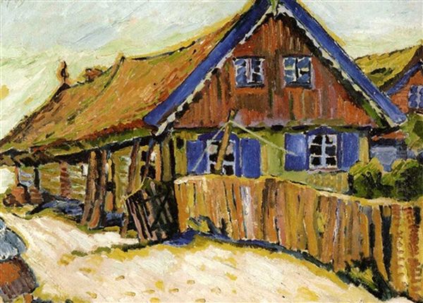 Fischerhaus Oil Painting by Max Pechstein