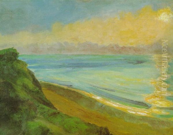 Steilkuste Und Sonnenspiegelung Oil Painting by Max Pechstein