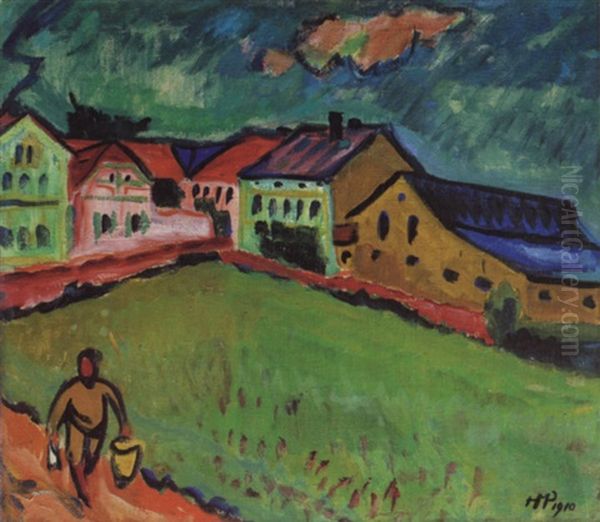 Landschaft Im Moritzburg Oil Painting by Max Pechstein