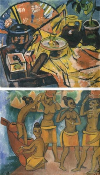 Stilleben Mit Pfeife Oil Painting by Max Pechstein