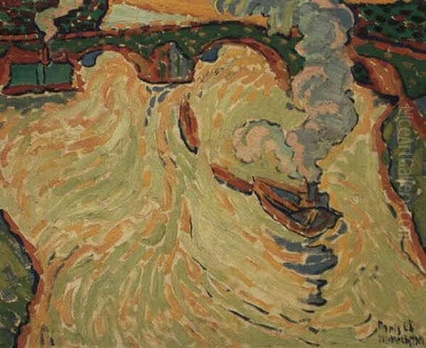 Brucke Uber Die Seine Mit Kleinem Dampfe Oil Painting by Max Pechstein