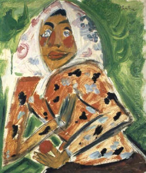 Brustbild Einer Bauerin Oil Painting by Max Pechstein