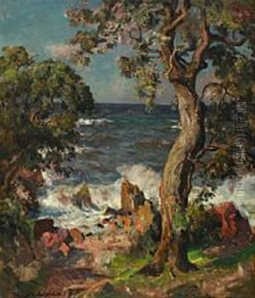 Stormy Weater At Strandhagen Oil Painting by Viggo Pedersen