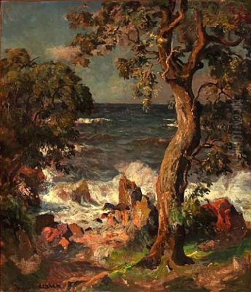 Stormy Weather At Strandhagen, Kullen In Swedenm Oil Painting by Viggo Pedersen