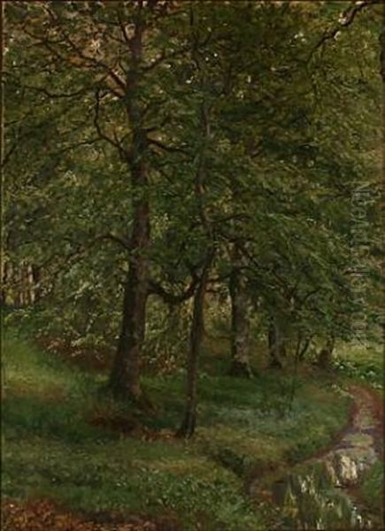 Summer Day In A Forest Oil Painting by Viggo Pedersen