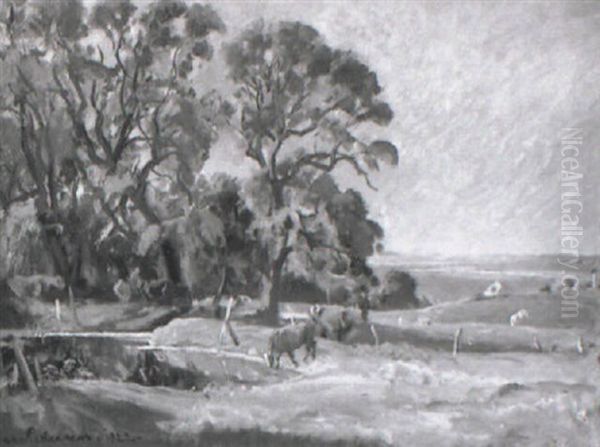Landschaft Mit Weidendem Vieh Oil Painting by Viggo Pedersen