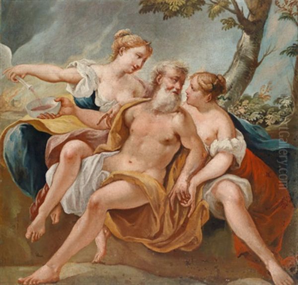 Lot Und Seine Tochter Oil Painting by Giovanni Antonio Pellegrini