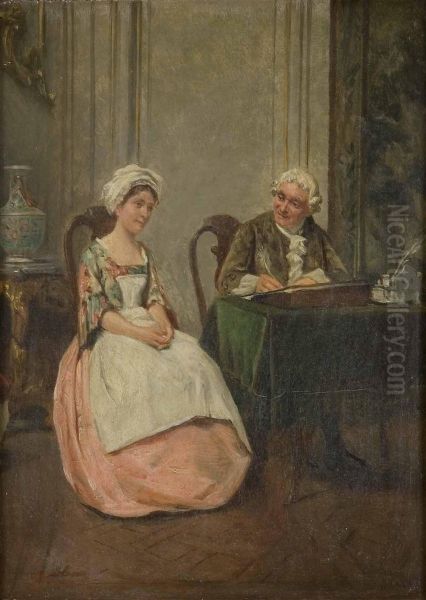 Hos Brevskrivaren Oil Painting by Maurice Blum