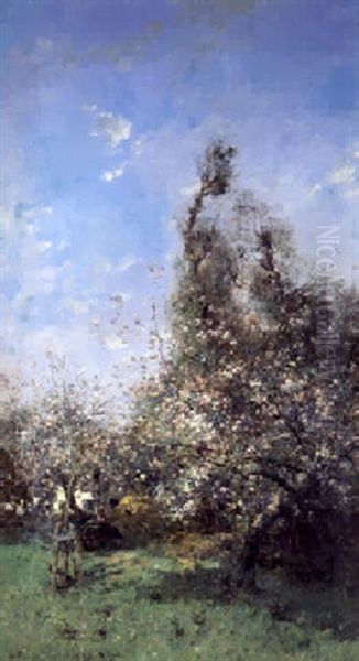 Landschaft Im Fruhling Mit Bluhenden Baumen Oil Painting by Leon Germain Pelouse