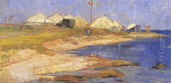 Accampamento In Riva Al Mare Oil Painting by Giuseppe Pennasilico