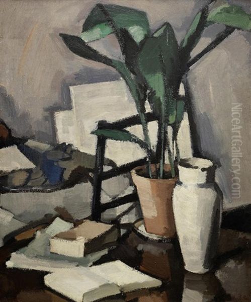 Aspidistra Oil Painting by Samuel John Peploe